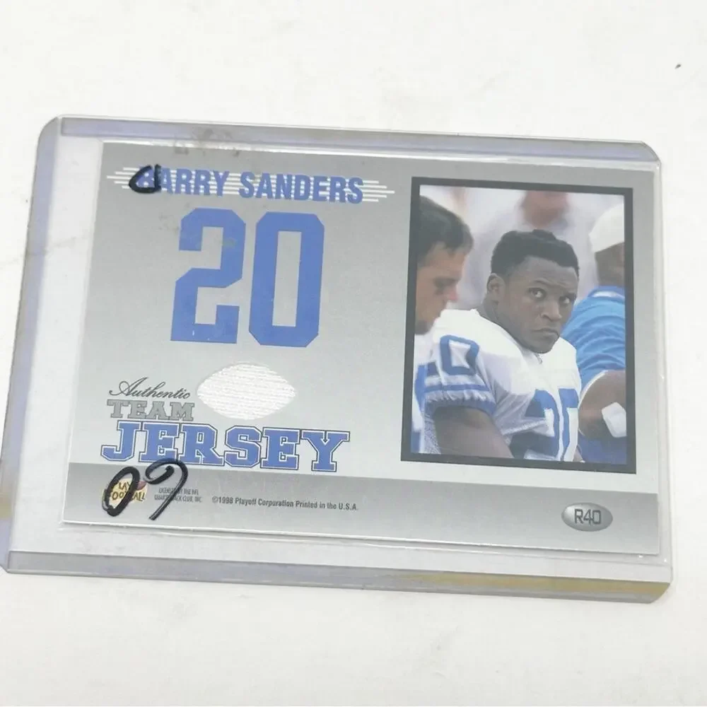 BARRY SANDERS Lions HOF 1998 Team Threads Home Jersey R40 Patch